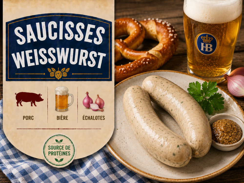 Saucisses Weisswurst Bière et Échalotes