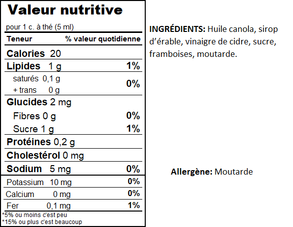 Vinaigrette Érable Framboises – Image 2